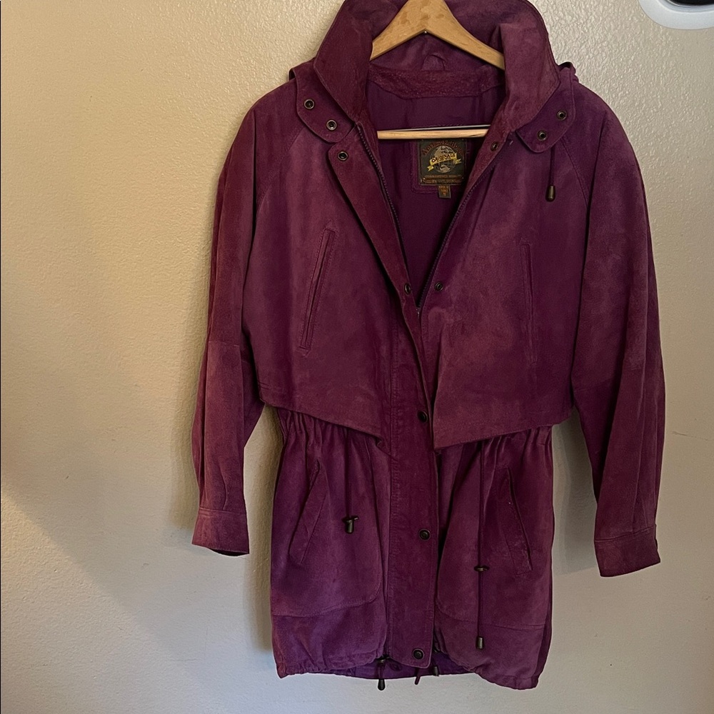Vintage Adventure Bound by Wilson’s Purple Utility Suede Jacket w/ Hood S